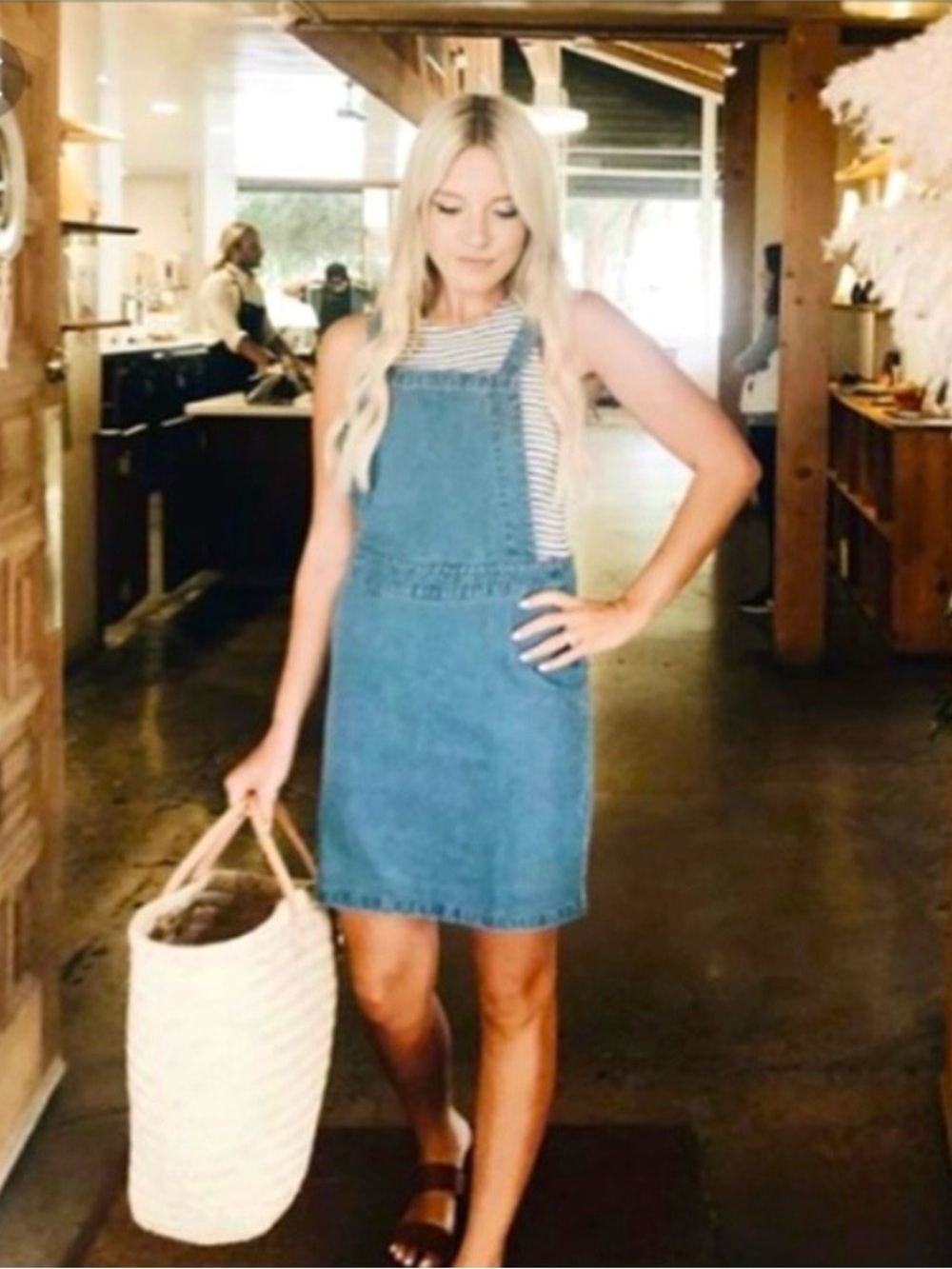 Carly Jean Los Angeles Blue Denim Overall Mini Dress